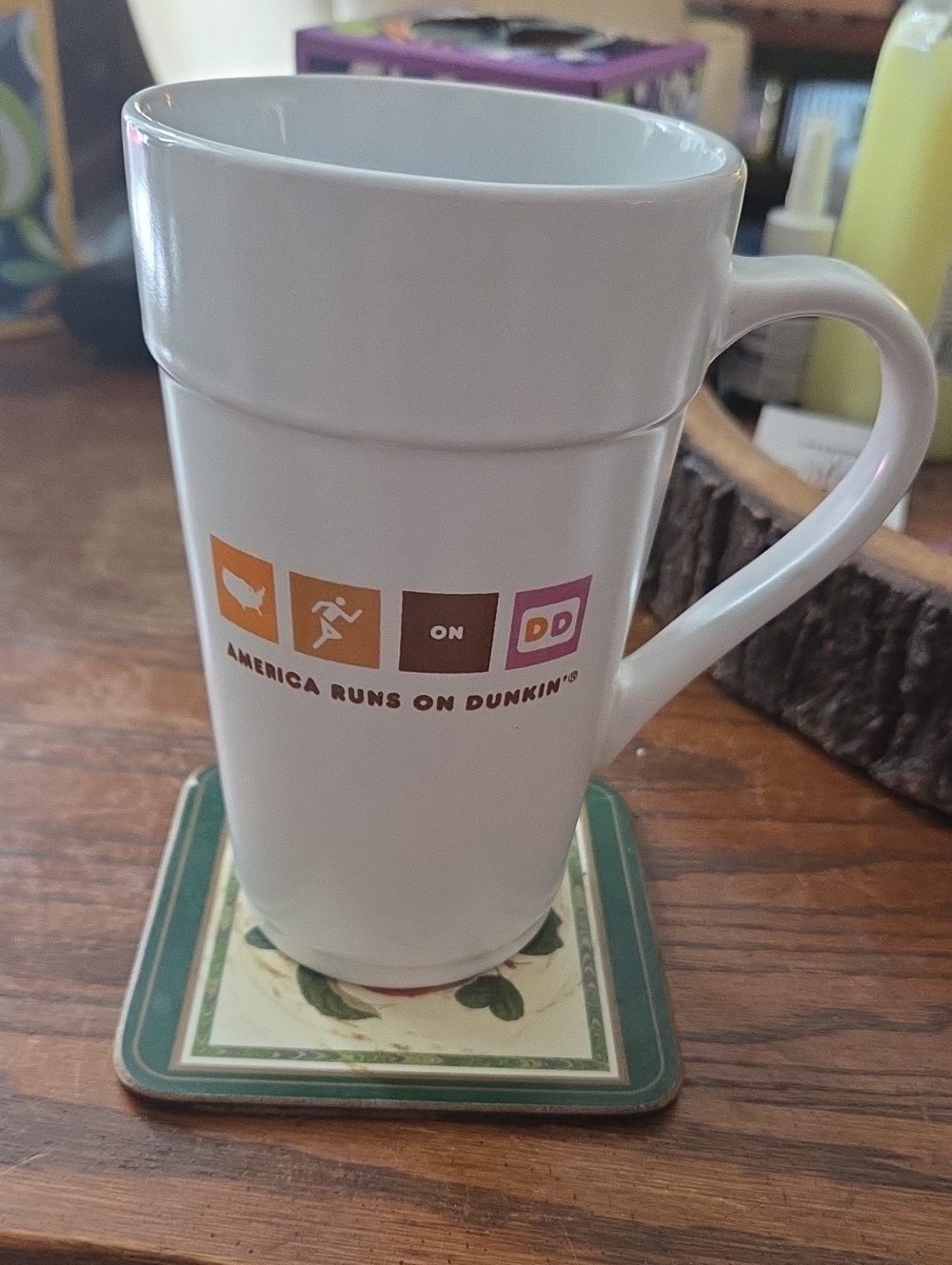 Dunkin' White Ceramic Coffee Mug - America Runs on Dunkin' 2012 Edition 18oz